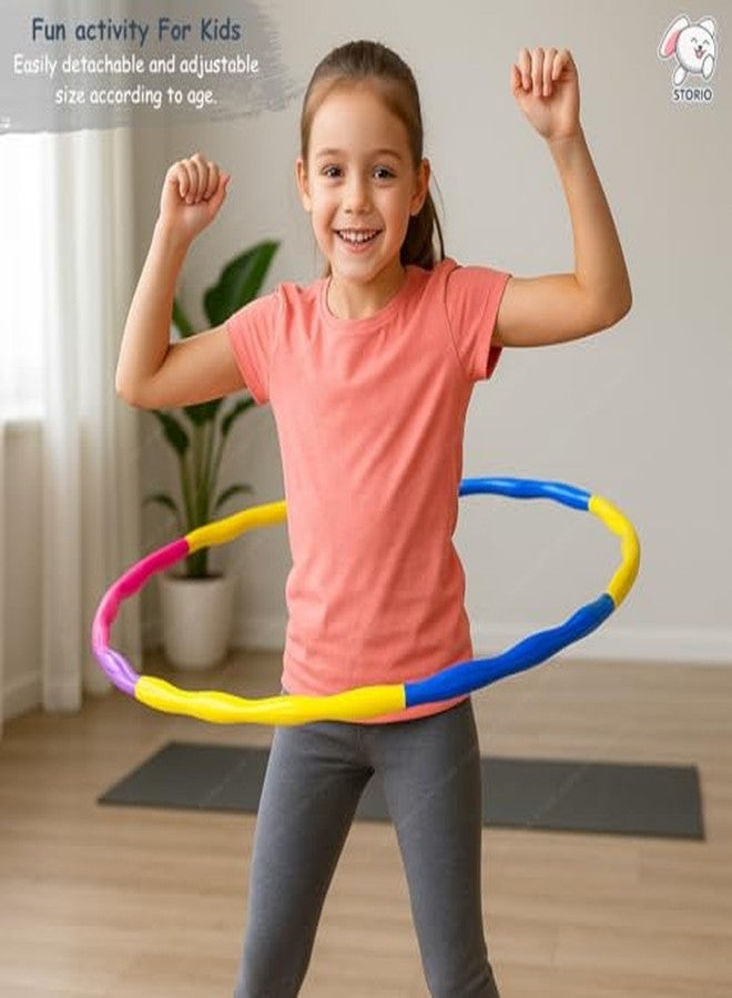 Storio Adjustable Hula Hoop for Kids & Adults | 8-Piece Interlocking Fitness Ring for Exercise & Fun | Hula Hoop Toy for Boys, Girls & Women Workout Use | Multicolor Weighted Hoop - Image 3